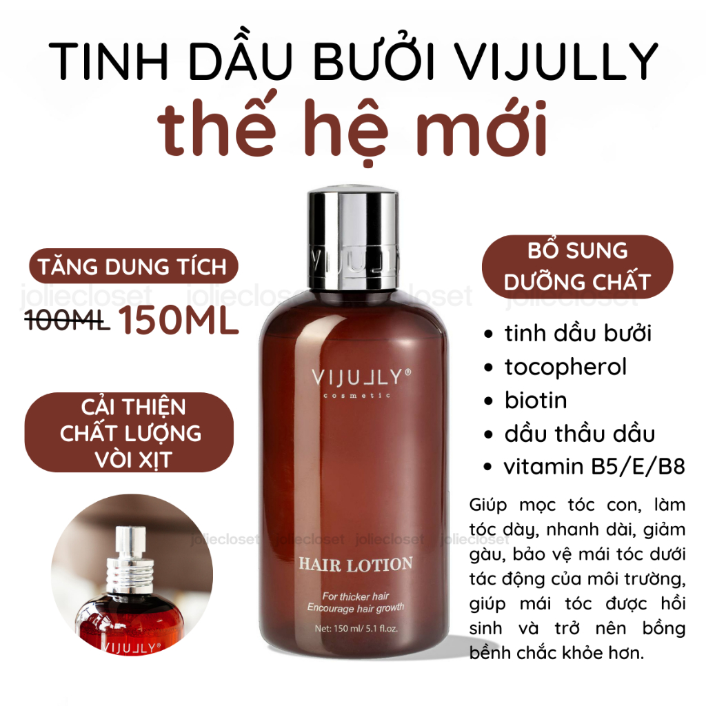 [Chính hãng] Chai xịt dưỡng tóc tinh dầu bưởi Vijully giảm rụng, giúp tóc con mọc nhanh, không gây bết tóc