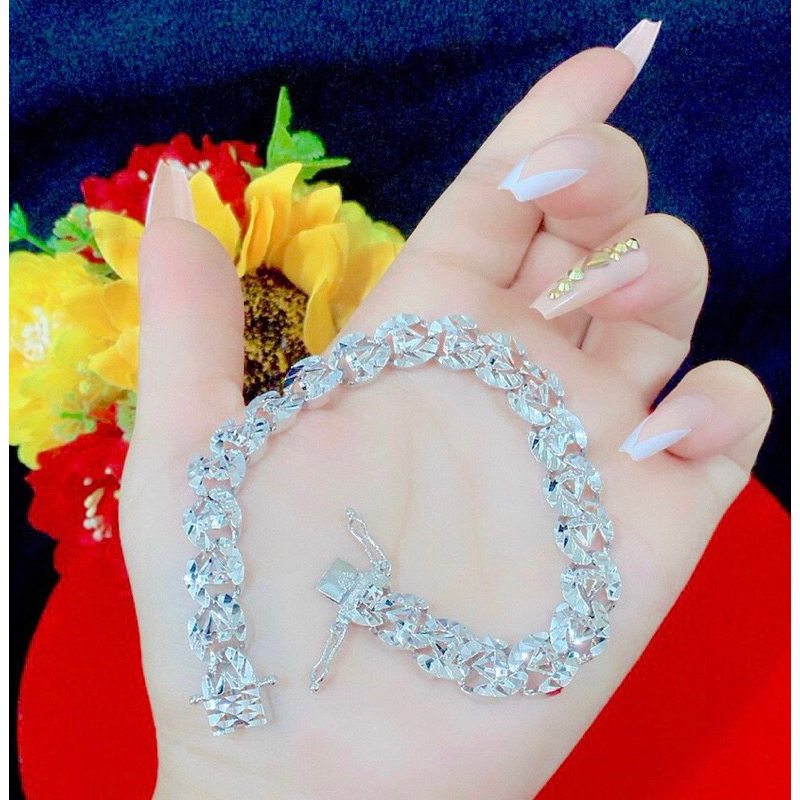 Lắc tay nữ chạm kim cương mạ bạch kim mạ vàng 18 cao cấp mẫu mới về