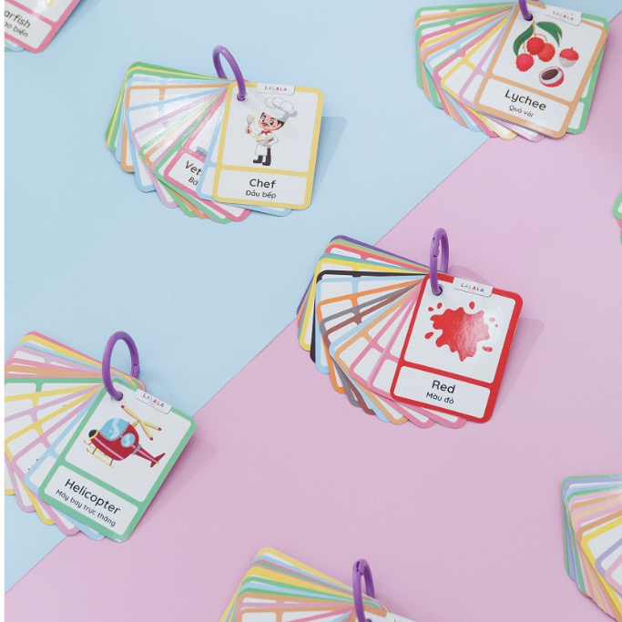 ￼Thẻ học thông minh Mini Flashcard song ngữ Anh - Việt nhiều chủ đề cho bé thương hiệu Lalala baby