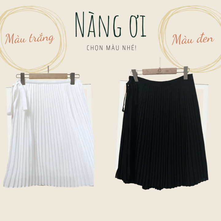 Chân Váy Bầu Dập Ly Dáng Ngắn 2 Màu Đen Trắng GLam Nest CV007