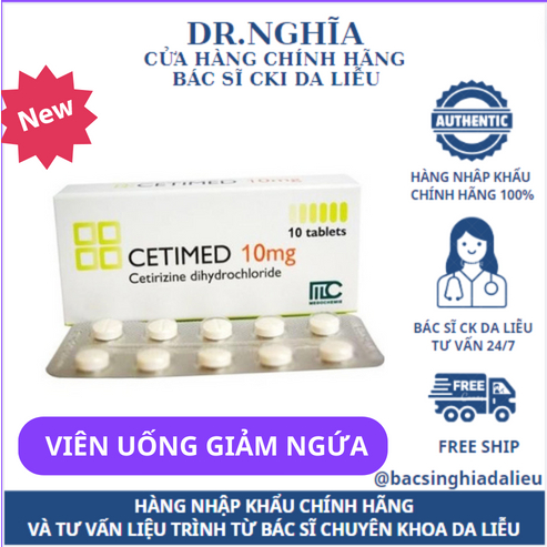 viên uống CETIMED giảm ngứa da hộp 10 viên BS NGHĨA