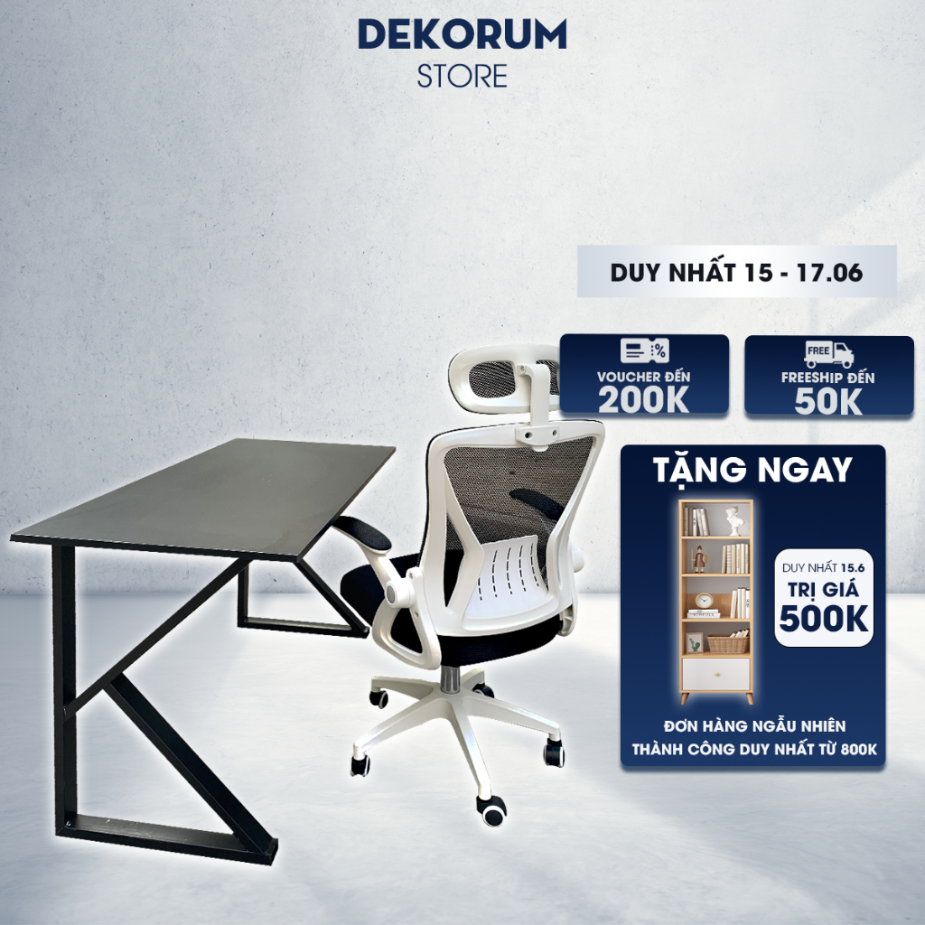 Bàn làm việc chữ K Dekorum mặt gỗ MDF, chân sắt sơn tĩnh điện, bàn học, văn phòng, gaming hiện đại - DKRB003