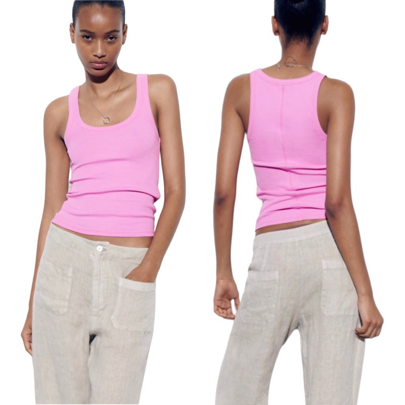 Áo Thun Sát Nách ZR, Ribbed tank top Zara
