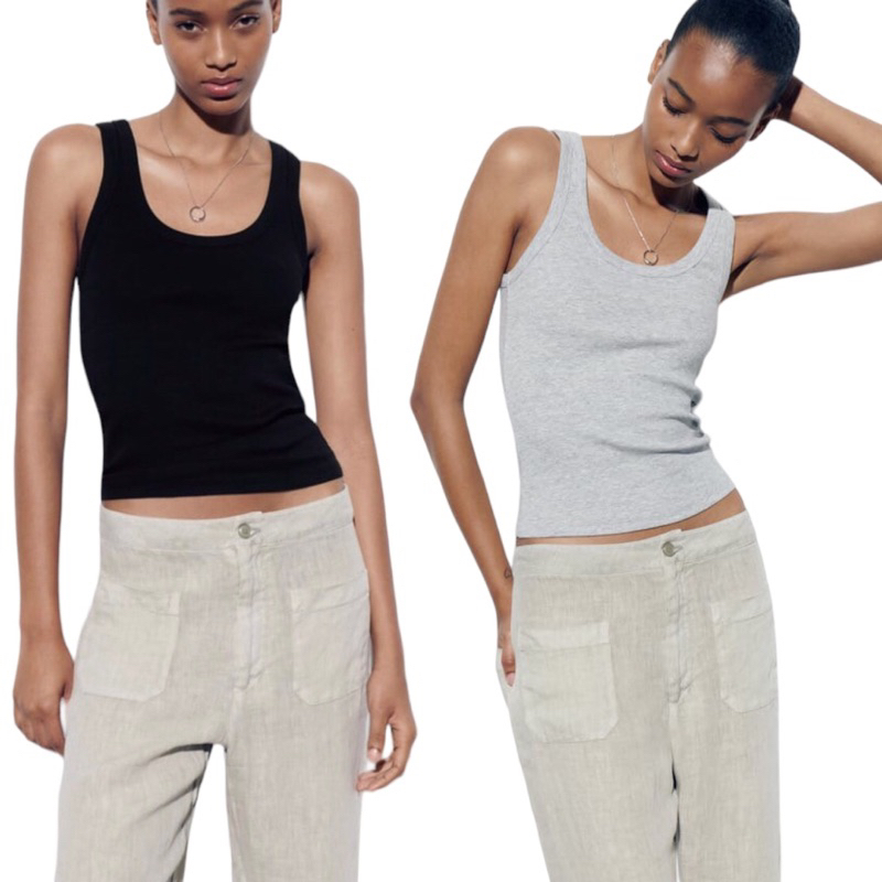 Áo Thun Sát Nách ZR, Ribbed tank top Zara