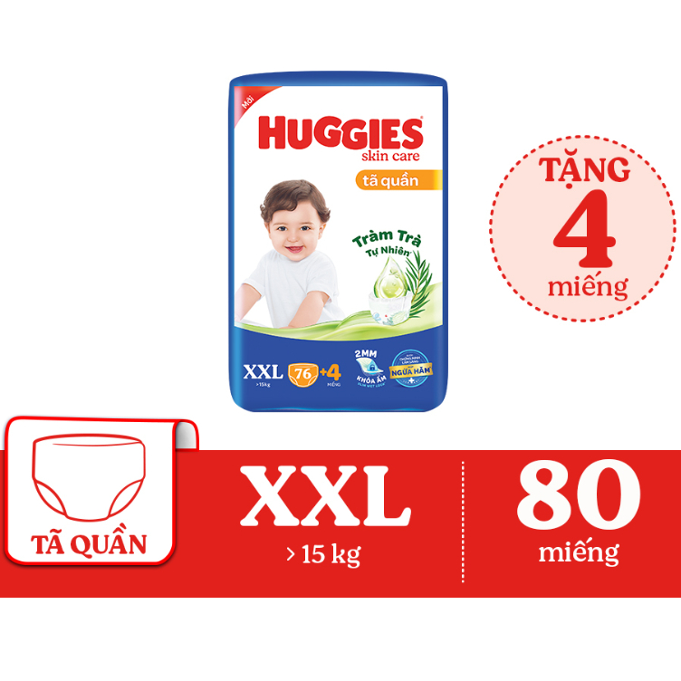 Tã quần HUGGIES Tràm Trà Tự Nhiên Dry Pants Mega Jumbo M120/L108/XL96/XXL84 mẫu mã thay đổi theo nhà sản xuất