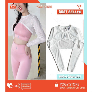 Áo khoác lưới croptop nữ hở ngực tay dài tập gym, thể thao, yoga