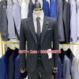 Bộ Vest Nam 2 Khuy Kẻ Sọc, Bộ Suit Nam 2 Cúc, Chất vải cao cấp thượng hạng, Fom ôm đẹp