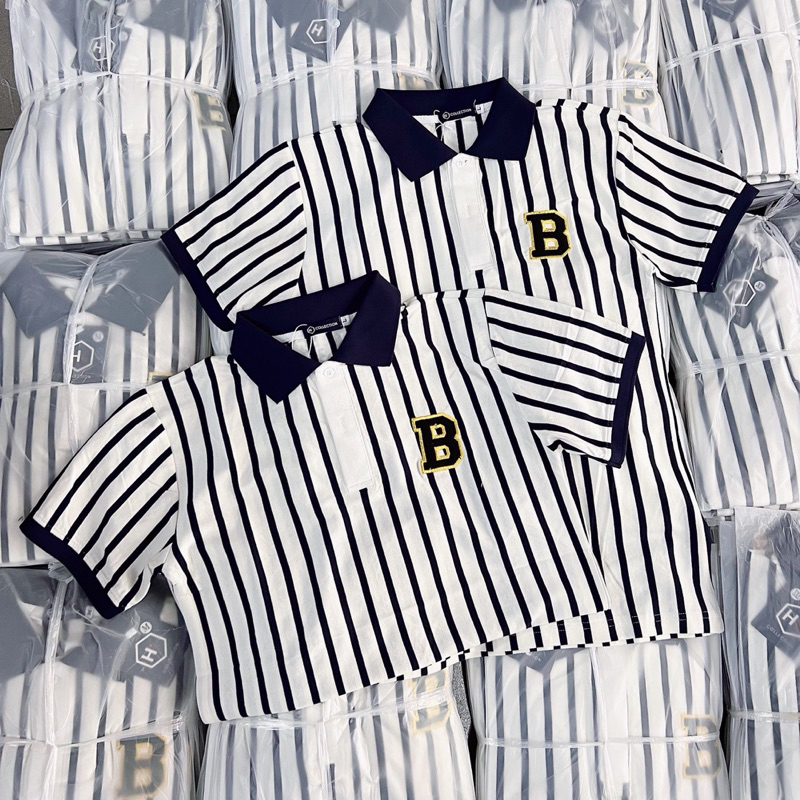 Áo Thun Polo Nam Nữ Cotton Hoạ Tiết KẺ SỌC  PLTN