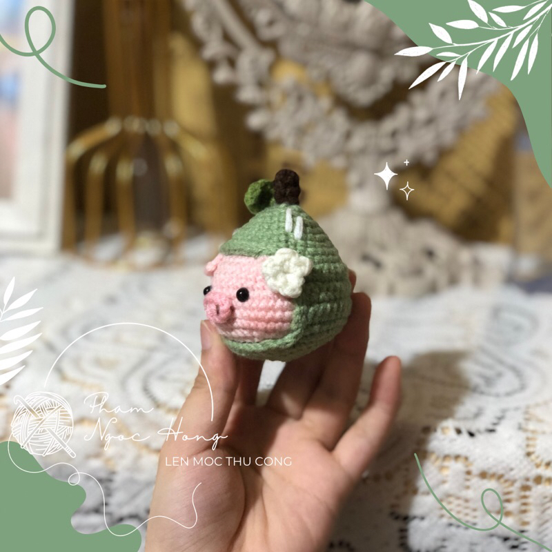 Móc khoá lợn lê, lợn/ heo len, len móc thủ công