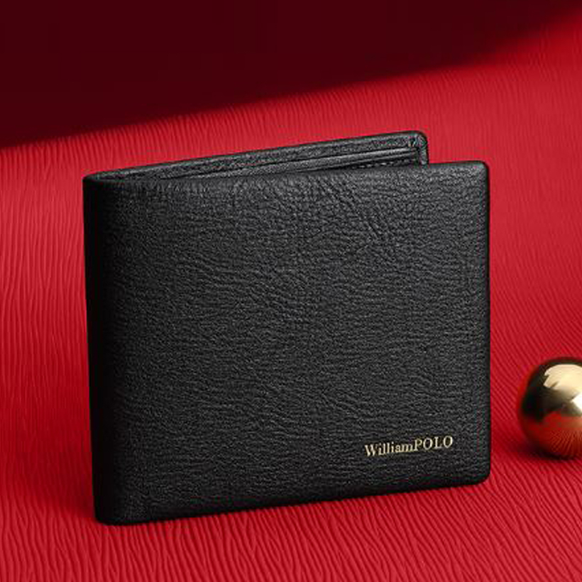 Ví da nam , Ví nam cao cấp full hộp Williampolo chất liệu da bò nguyên tấm V41