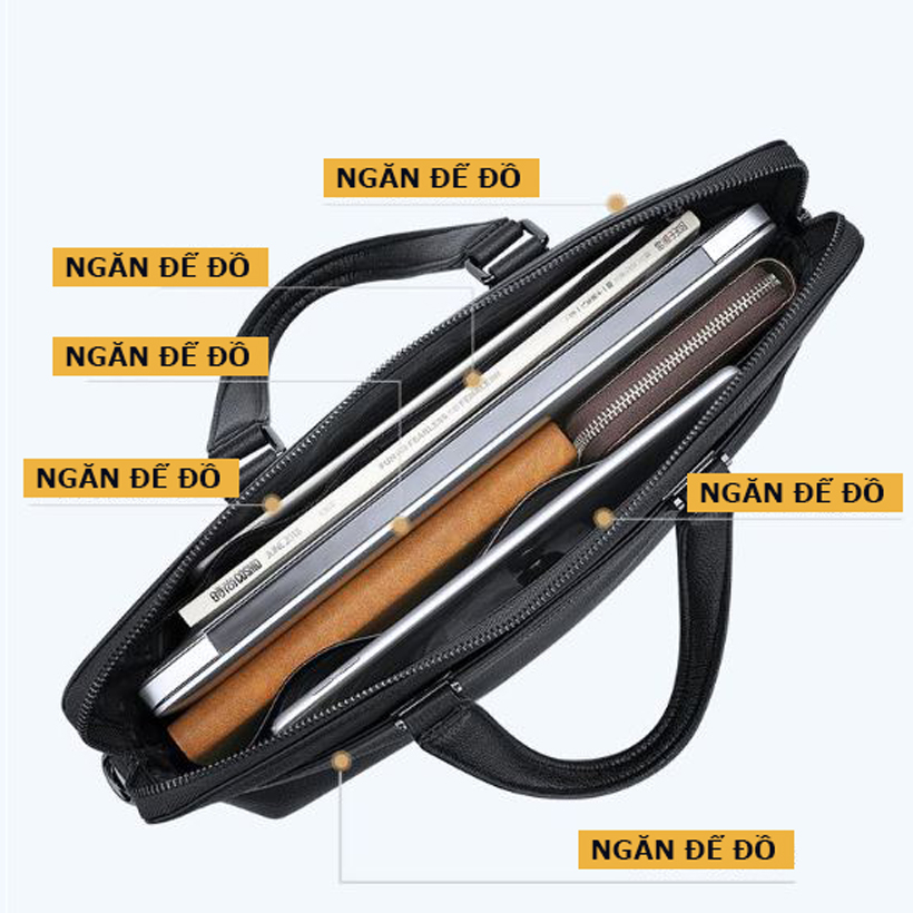 Cặp da nam công sở Williampolo chất liệu da bò nguyên tấm V43