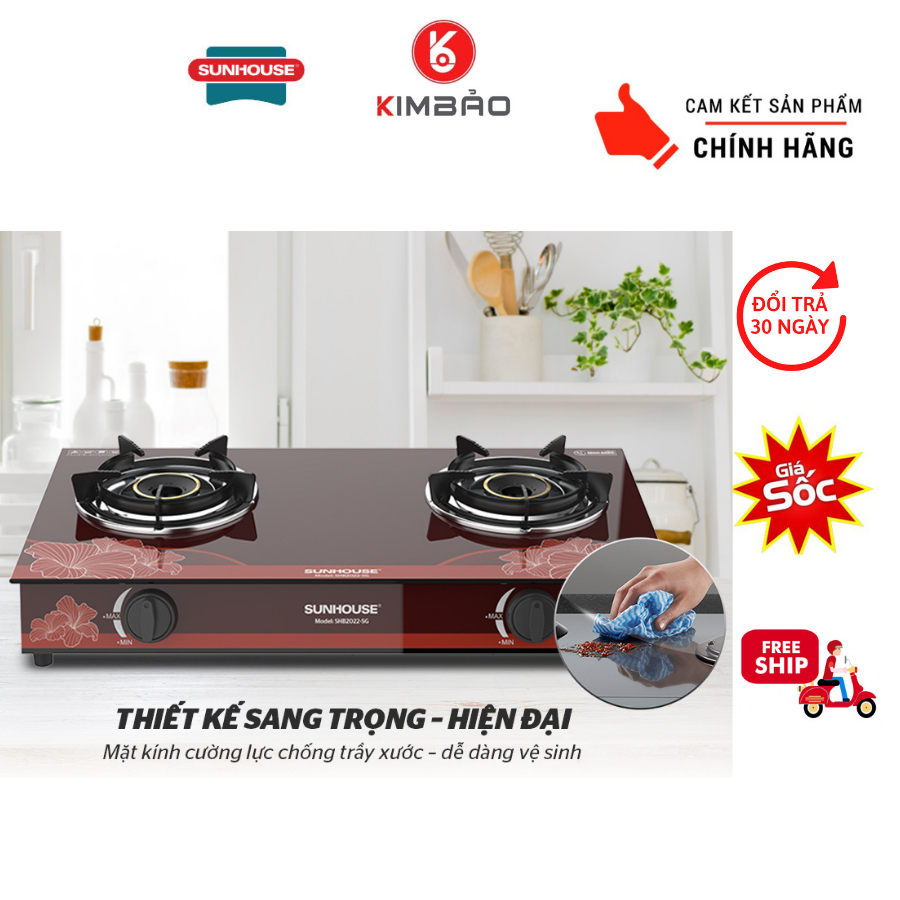 Bếp gas dương kính Sunhouse SHB2022-SG - BH 12T - tiết kiệm gas, an toàn sử dụng- chính hãng