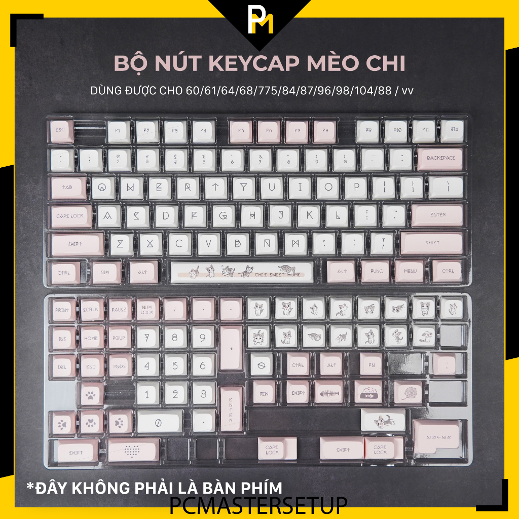 Keycap bộ sưu tập MOA chất liệu nhựa PBT cạnh dày 1.5mm công nghệ in dyesub không mờ của Pcmaster