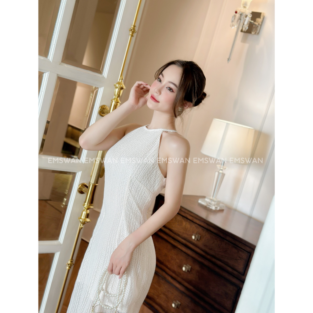 Váy yếm body lưới màu kem hợp đi biển mùa hè, thoáng mát, nữ tính Tove Dress