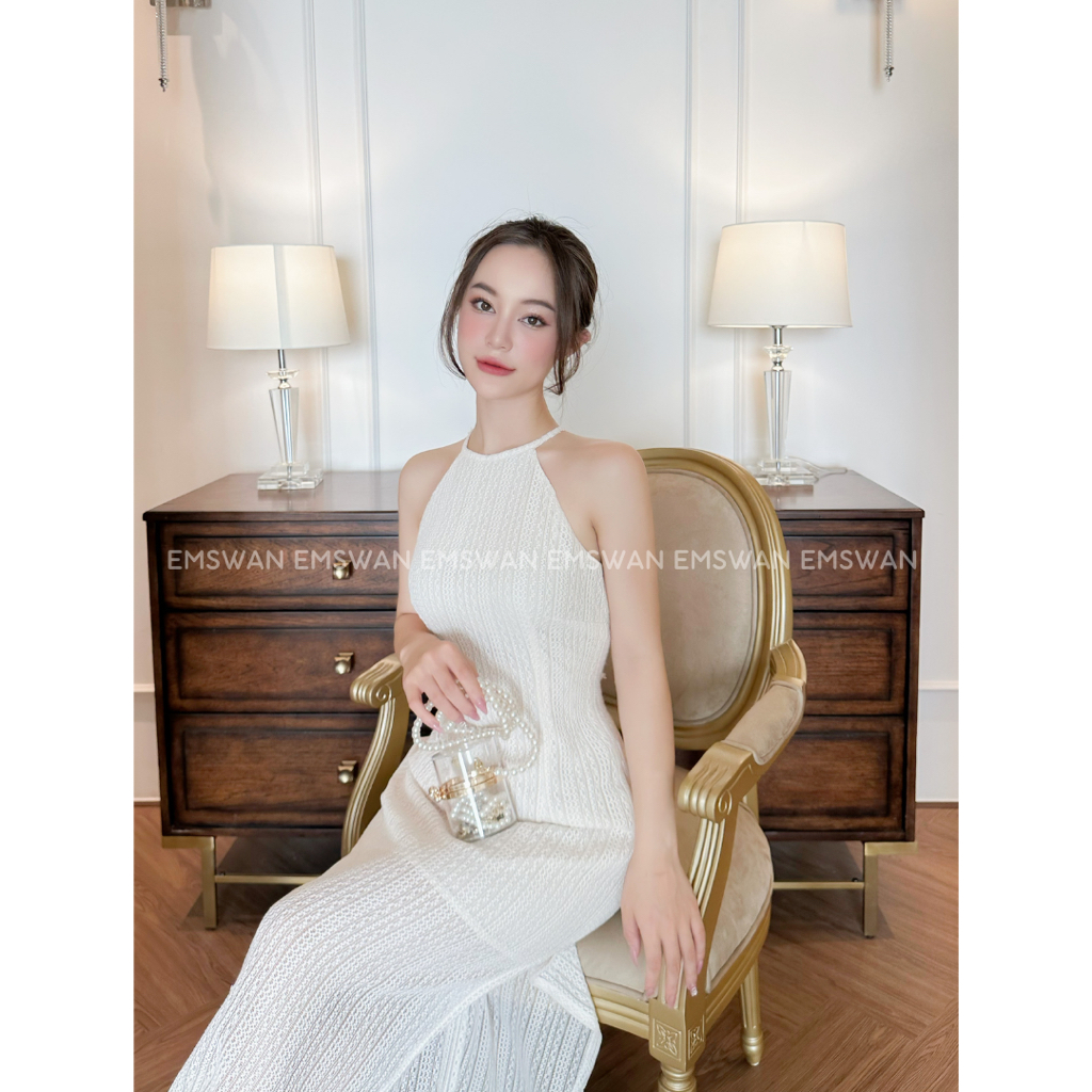 Váy yếm body lưới màu kem hợp đi biển mùa hè, thoáng mát, nữ tính Tove Dress