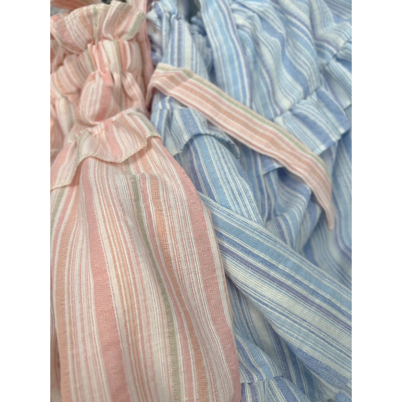 [NEW]ÁO 2S THÔ ĐŨI THẮT NƠ VAI HOẠ TIẾT KẺ SỌC tông màu pastel siêu xinh