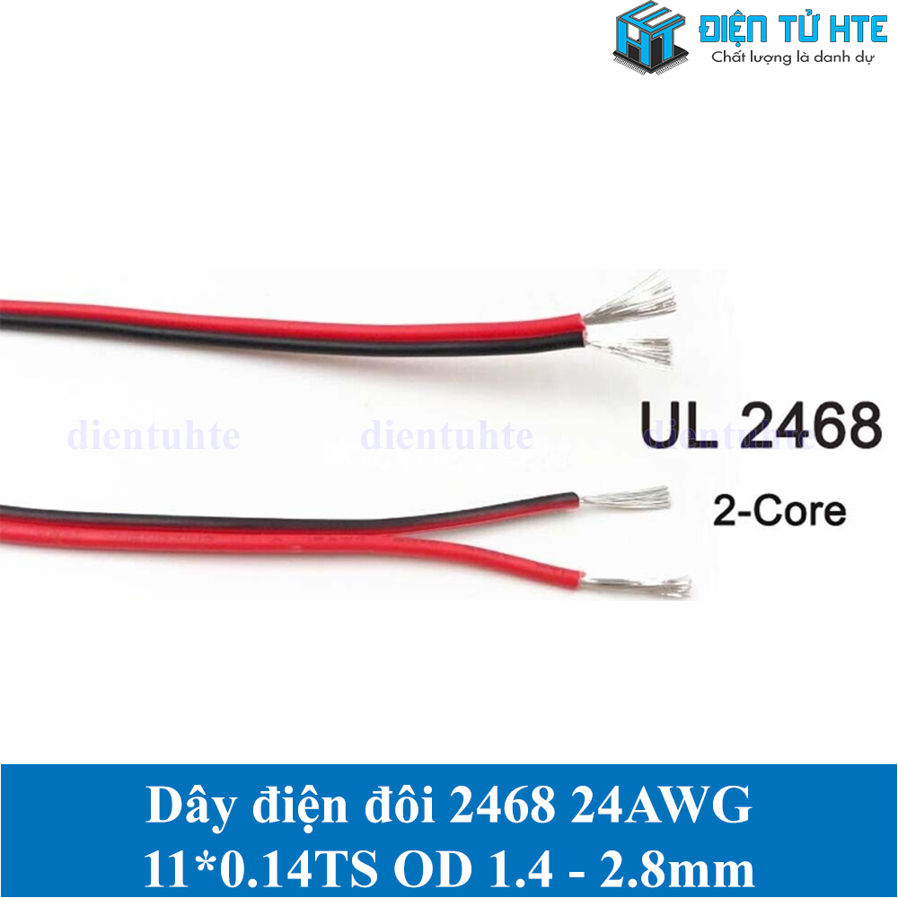 Dây điện đôi Đen đỏ 2468 24AWG 11*0.14TS OD 1.4 - 2.8mm