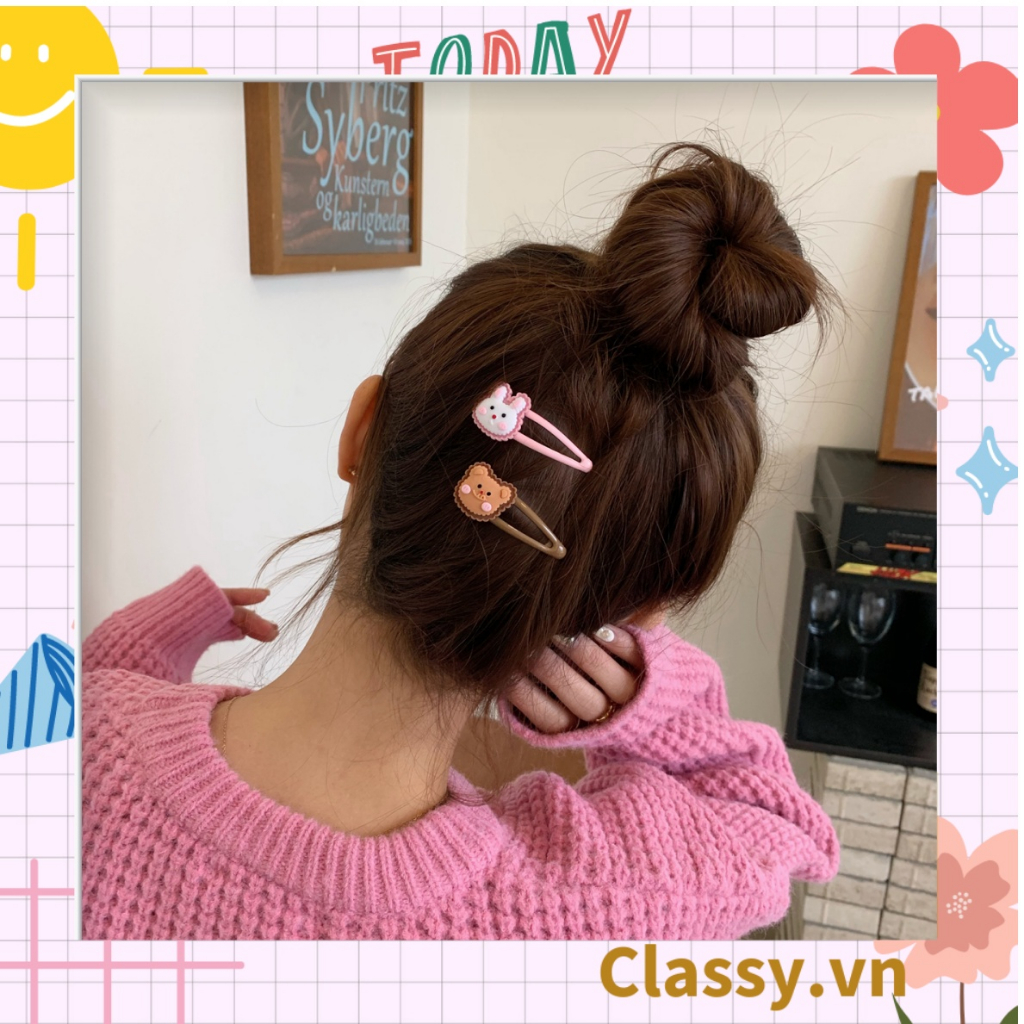 Kẹp tóc dạng kẹp bấm nhiều họa tiết hoạt hình cực cute và nữ Classy tính PK909