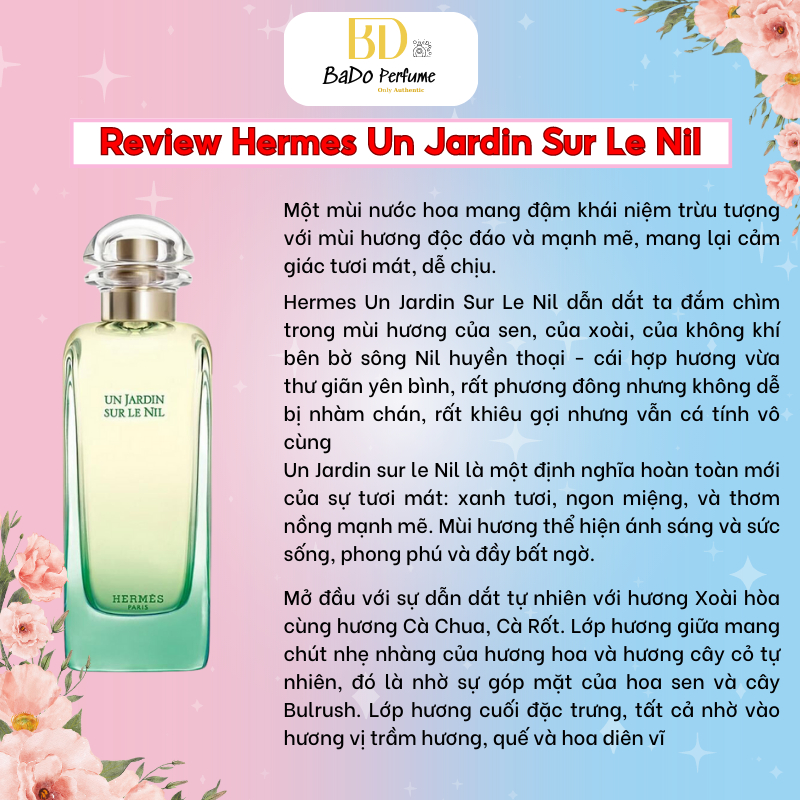 Nước hoa Nữ Un Jardin Sur Le Nil 2ml, 10ml, 5ml Unisex by HM vườn hoa quả tươi mát BaDo Perfume
