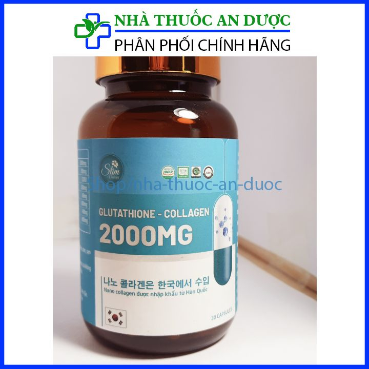 Viên uống trắng da GLUTATHIONE – COLLAGEN 2000 mg giúp đẹp da, giảm nám và tàn nhang hộp 30 viên