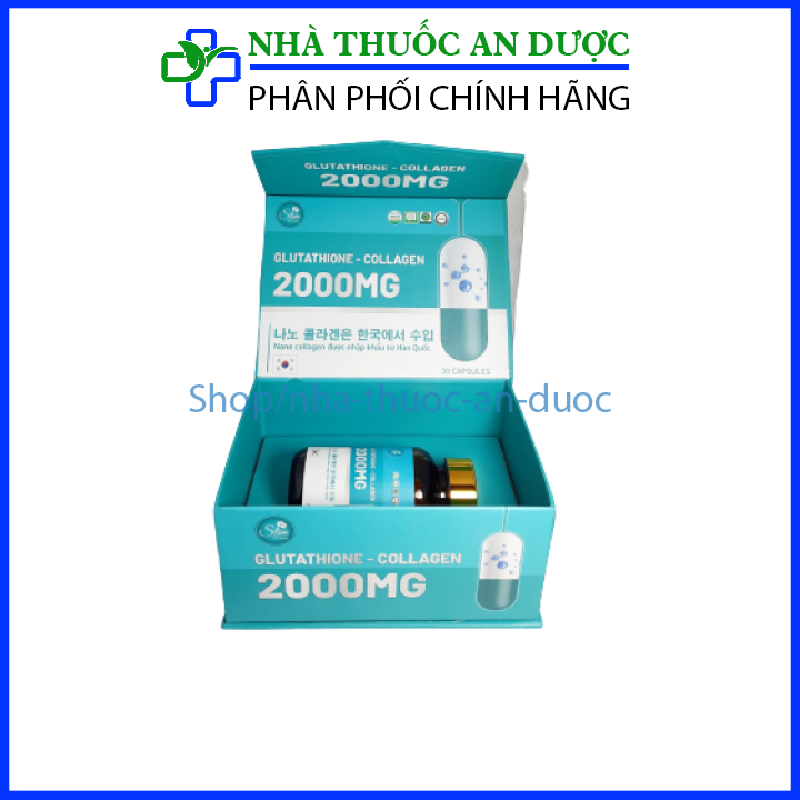 Viên uống trắng da GLUTATHIONE – COLLAGEN 2000 mg giúp đẹp da, giảm nám và tàn nhang hộp 30 viên