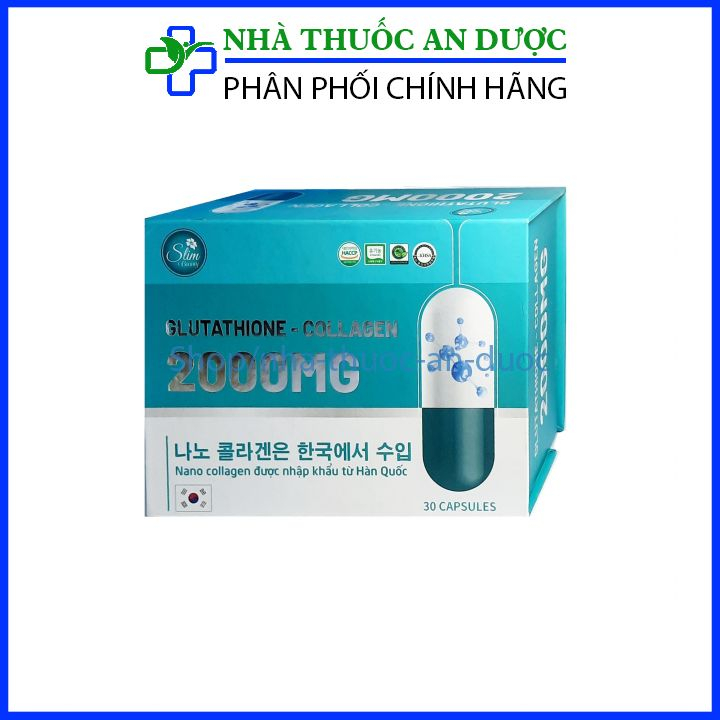 Viên uống trắng da GLUTATHIONE – COLLAGEN 2000 mg giúp đẹp da, giảm nám và tàn nhang hộp 30 viên