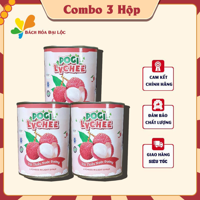 Combo 3 lon Vải Thiều Ngâm Đường VIFOCO 565gr