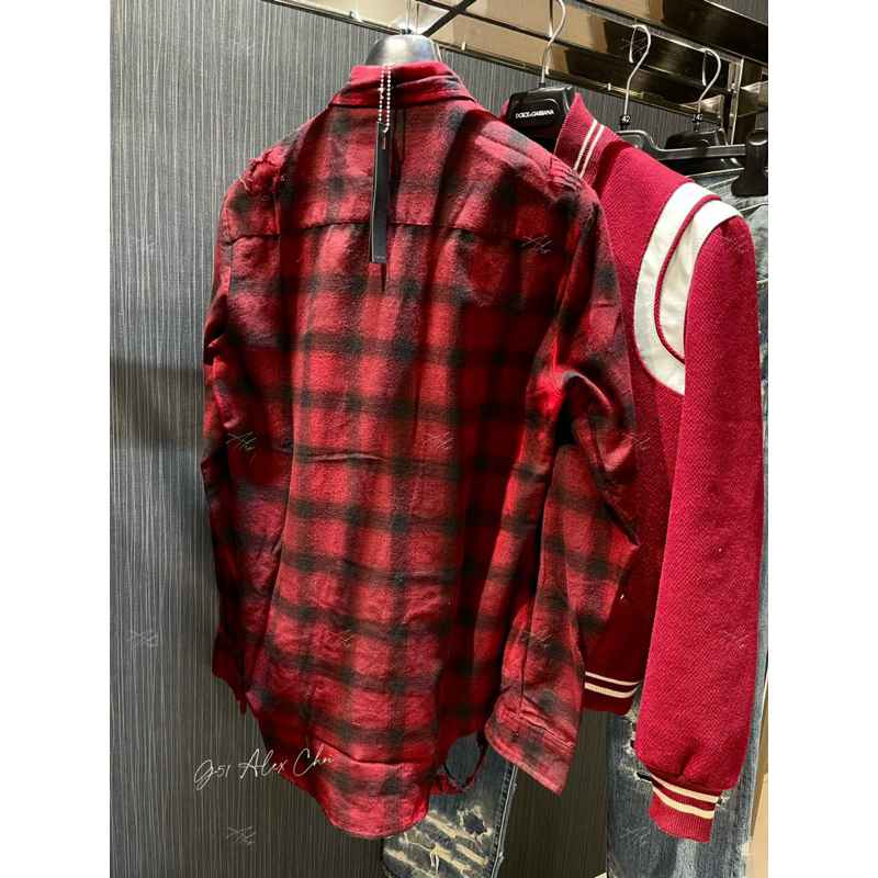 Áo sơ mi caro - Amiri - AMR kẻ đỏ rách wash