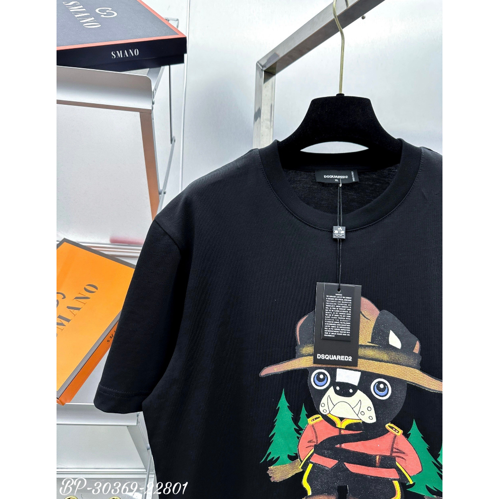 Áo DSQ2 ICON Họa tiết in hình chó cao bồi trước ngực - Áo phông DSQ2 ICON Boy phố nam nữ vải cotton mịn
