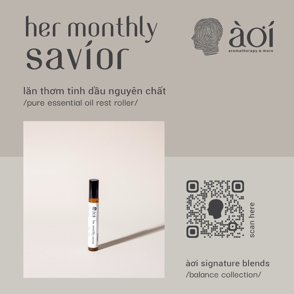 lăn thơm tinh dầu thiên nhiên her monthly savior |pure essential oil rest roller| àơi signature blend in /balance/
