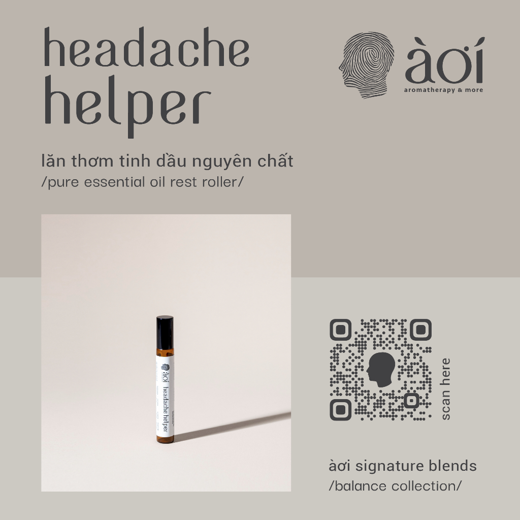 lăn thơm tinh dầu thiên nhiên headache helper | pure essential oil rest roller | àơi signature blend in/balance/