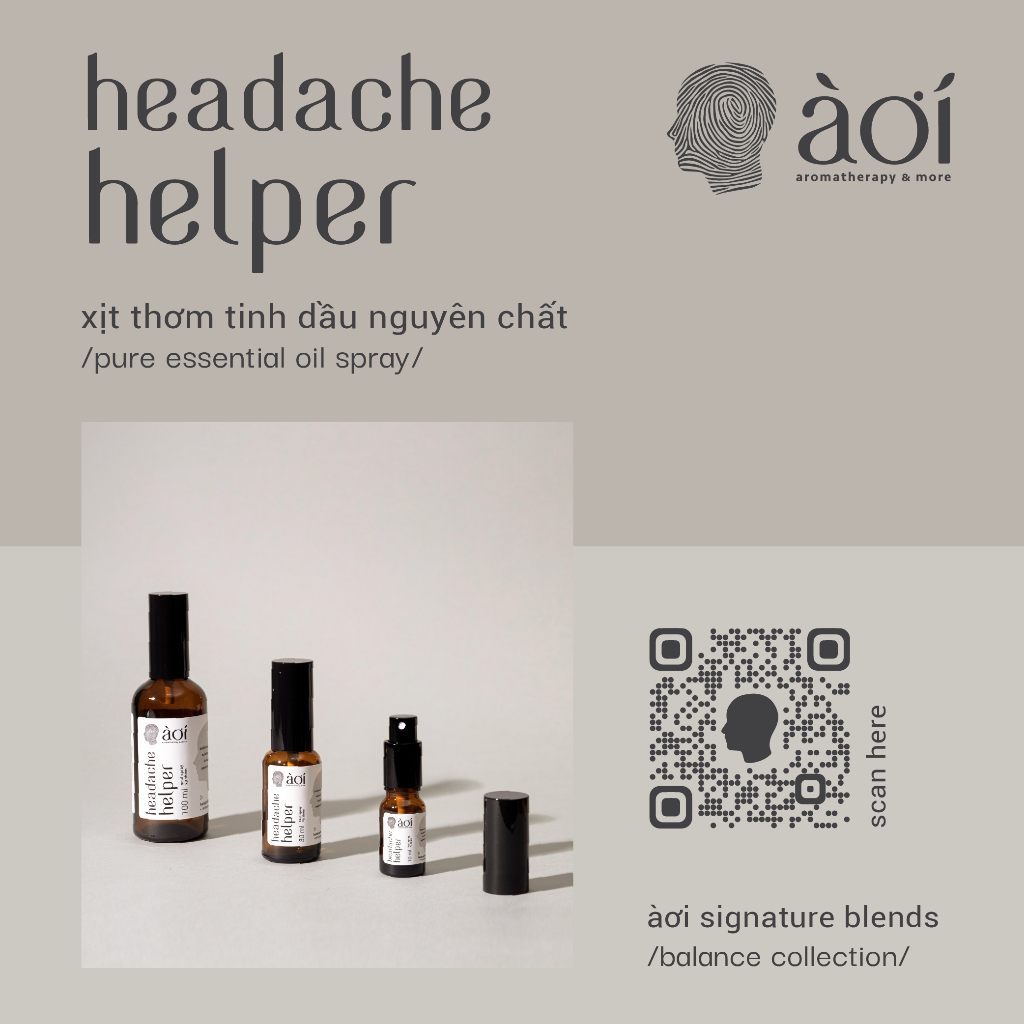 xịt thơm tinh dầu thiên nhiên headache helper | pure essential oil soul spray | àơi signature blend in /balance/
