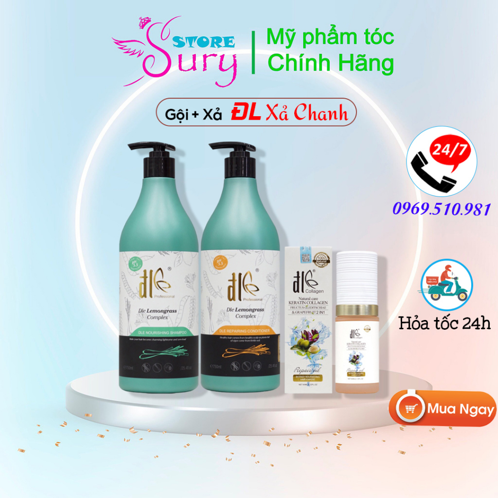 Cặp dầu gội xả ĐL Lemongrass Complex thảo mộc 750ML/ Dầu Gội Chống Rụng, Kích Thích Mọc Tóc _SuryStore