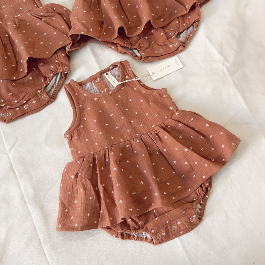 Suit váy muslin màu siêu tây xuất xin Quincy Mae 0-24M