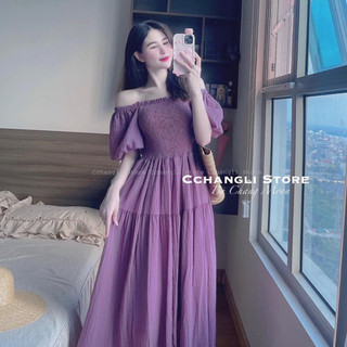 Váy maxi tay bồng M-Chou thướt tha