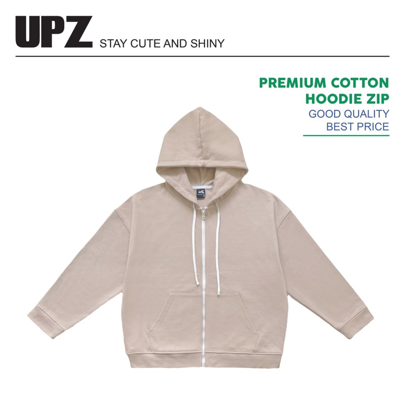 UPZ Áo Khoác Hoodie Dây Kéo Cơ Bản Trơn Form Rộng Unisex Nam Nữ (2 Màu)