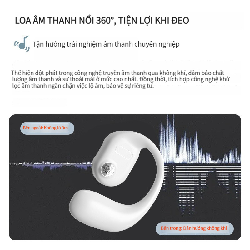 Tai nghe Bluetooth, Tai nghe treo tai truyền âm qua xương không nhét tai âm Bass mạnh mẽ Micro HD khử tiếng ồn- YJ77