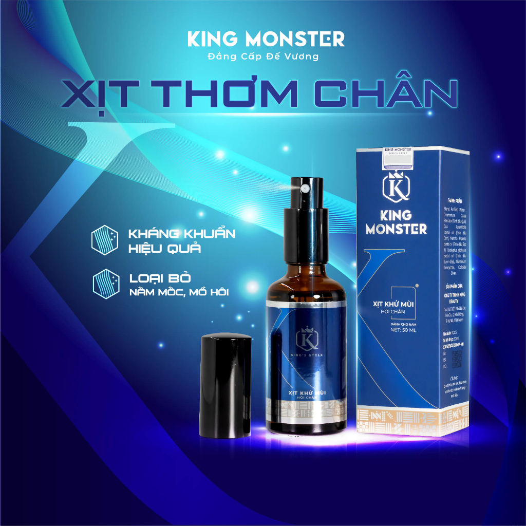 Xịt Thơm Chân KING MONSTER Dành Cho Nam Giới ngăn tiết mồ hôi chân tiêu diệt vi khuẩn hiệu quả