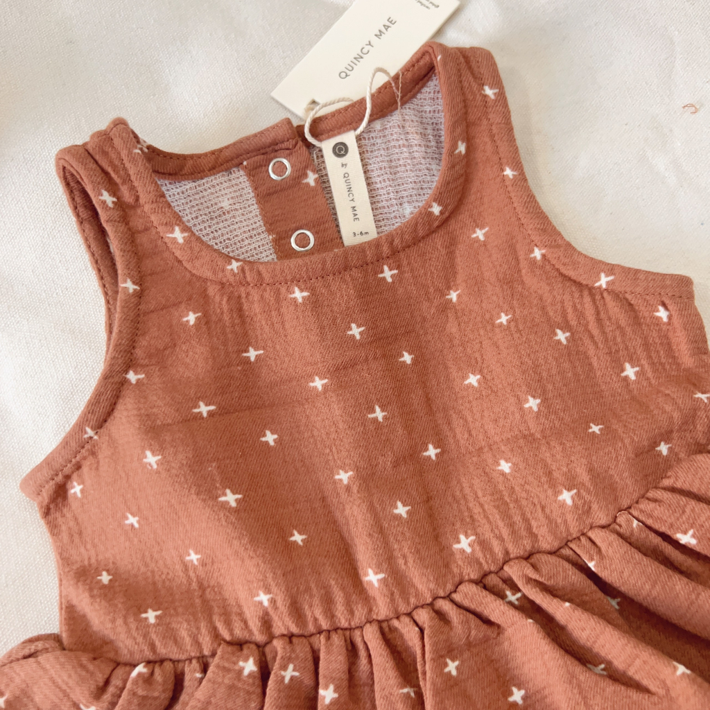 Suit váy muslin màu siêu tây xuất xin Quincy Mae 0-24M