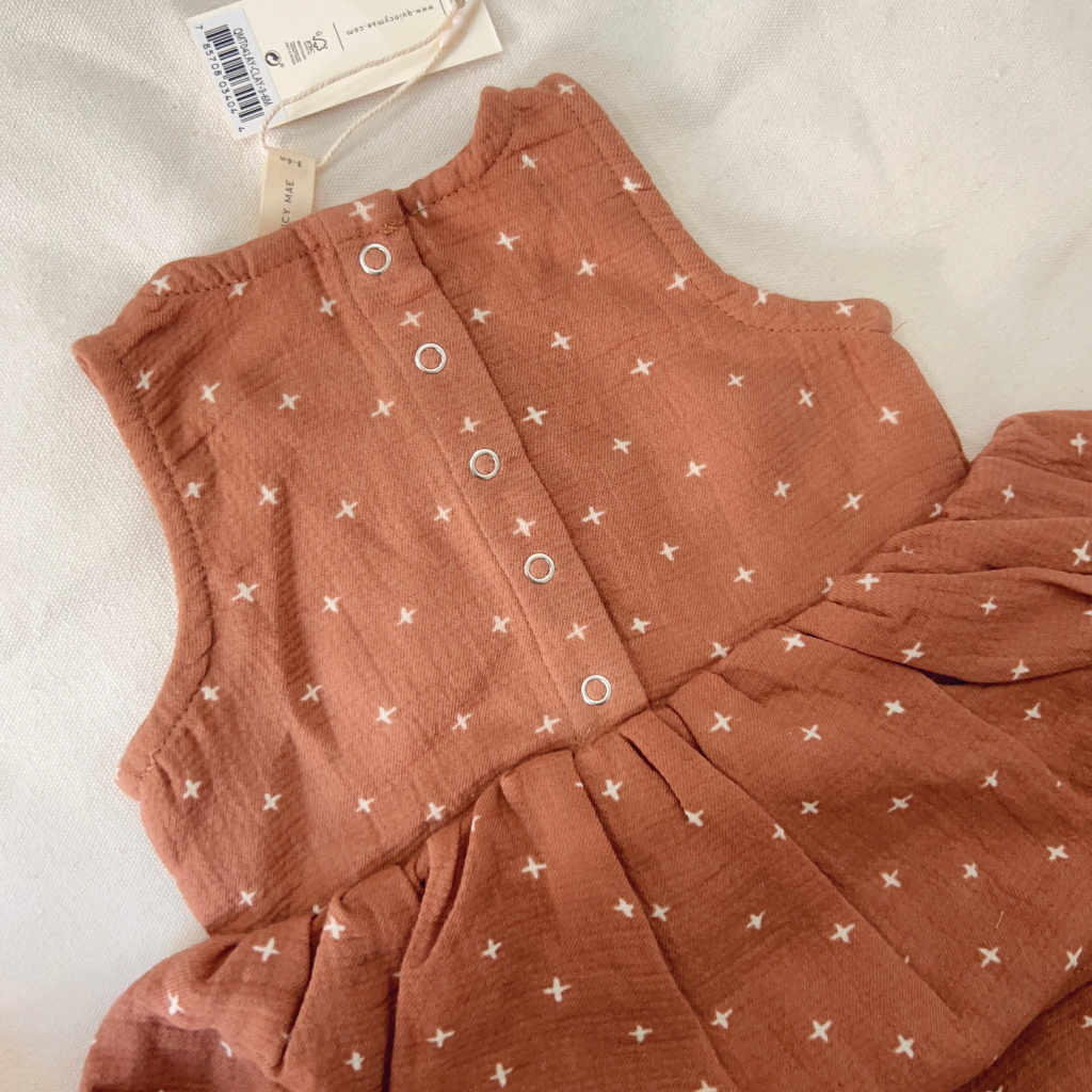Suit váy muslin màu siêu tây xuất xin Quincy Mae 0-24M
