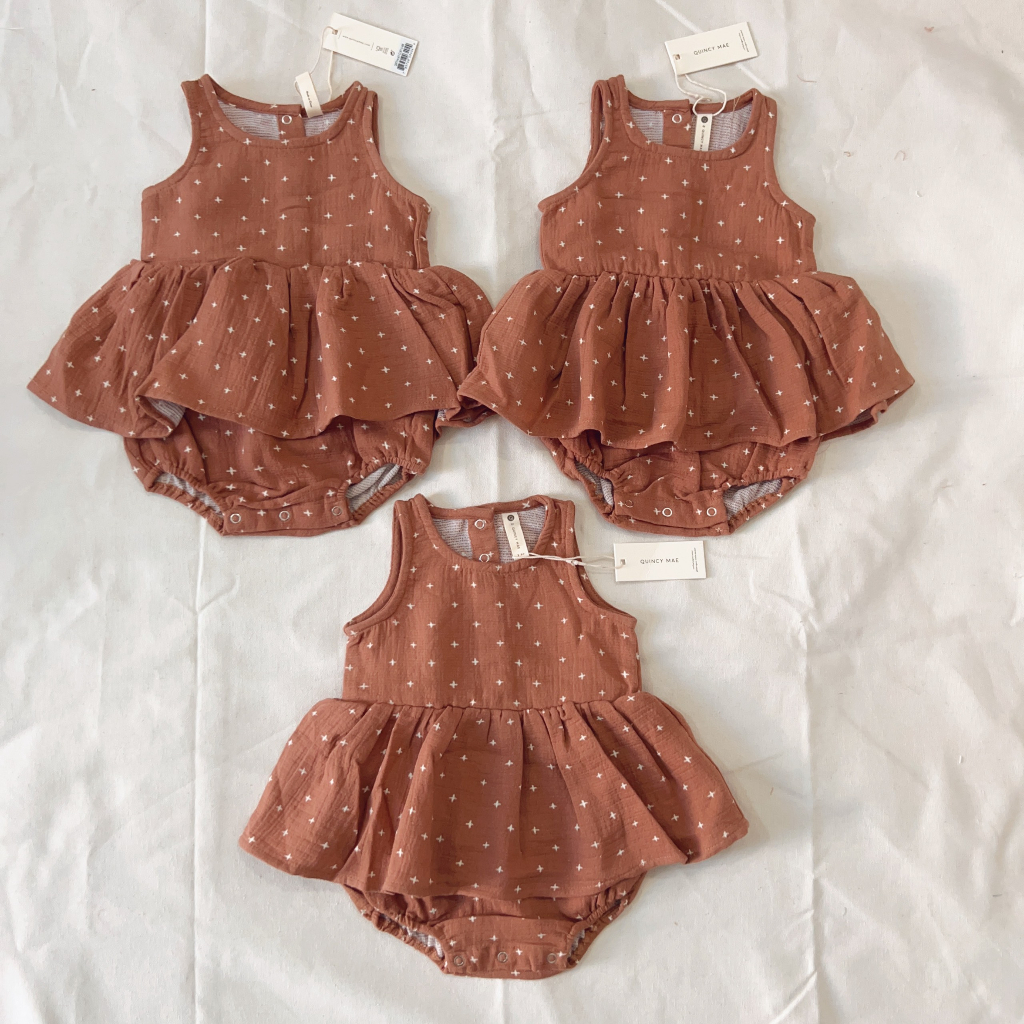 Suit váy muslin màu siêu tây xuất xin Quincy Mae 0-24M