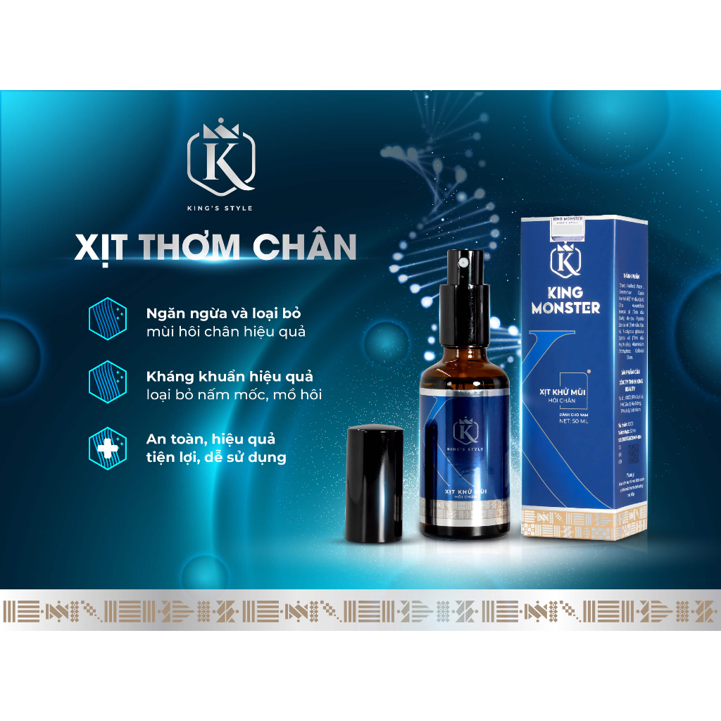 Xịt Thơm Chân KING MONSTER Dành Cho Nam Giới ngăn tiết mồ hôi chân tiêu diệt vi khuẩn hiệu quả