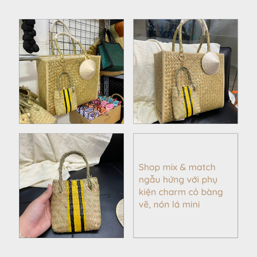 Charm cỏ bàng vẽ màu acrylic không trôi, phụ kiện túi xách