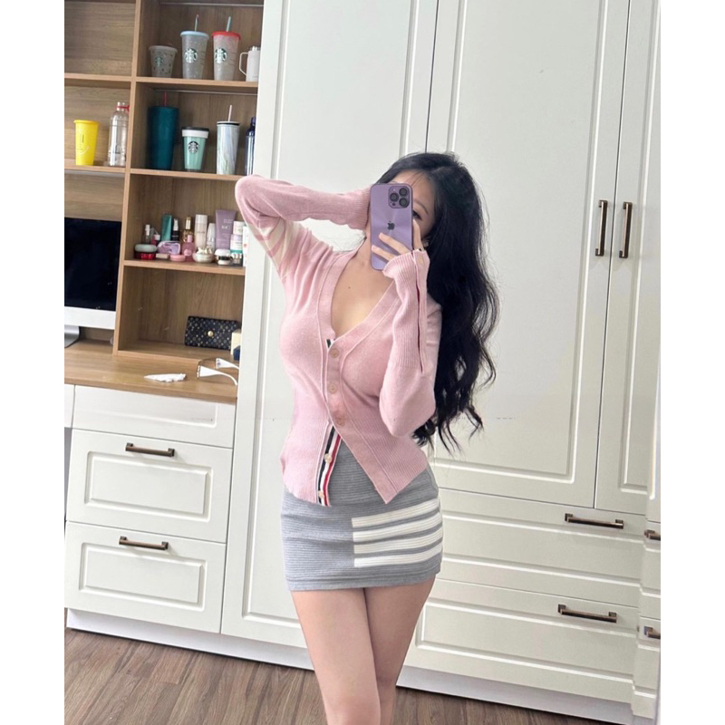 Set áo khoác Cardigan Thom + Chân váy Thom