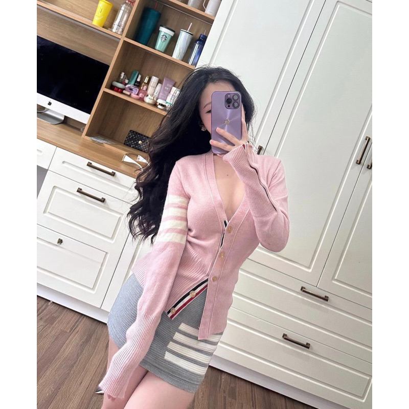 Set áo khoác Cardigan Thom + Chân váy Thom