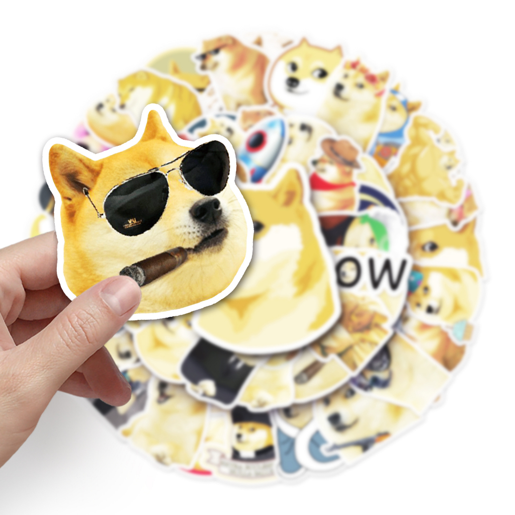 Set 50 chiếc sticker chống nước CHÓ CHEEMS TRIẾT LÍ DỄ THƯƠNG dán mũ b