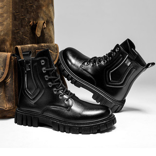 Giày Boot Cổ Cao Màu Đen