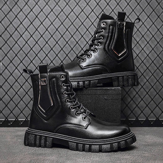 Giày Boot Cổ Cao Màu Đen