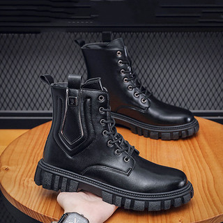 Giày Boot Cổ Cao Màu Đen