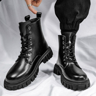 Giày Boot Cổ Cao Màu Đen